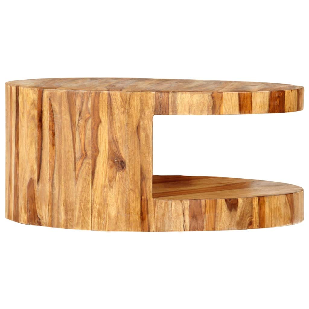 25.6"x11.8" Solid Sheesham Wood Round Coffee Table N637