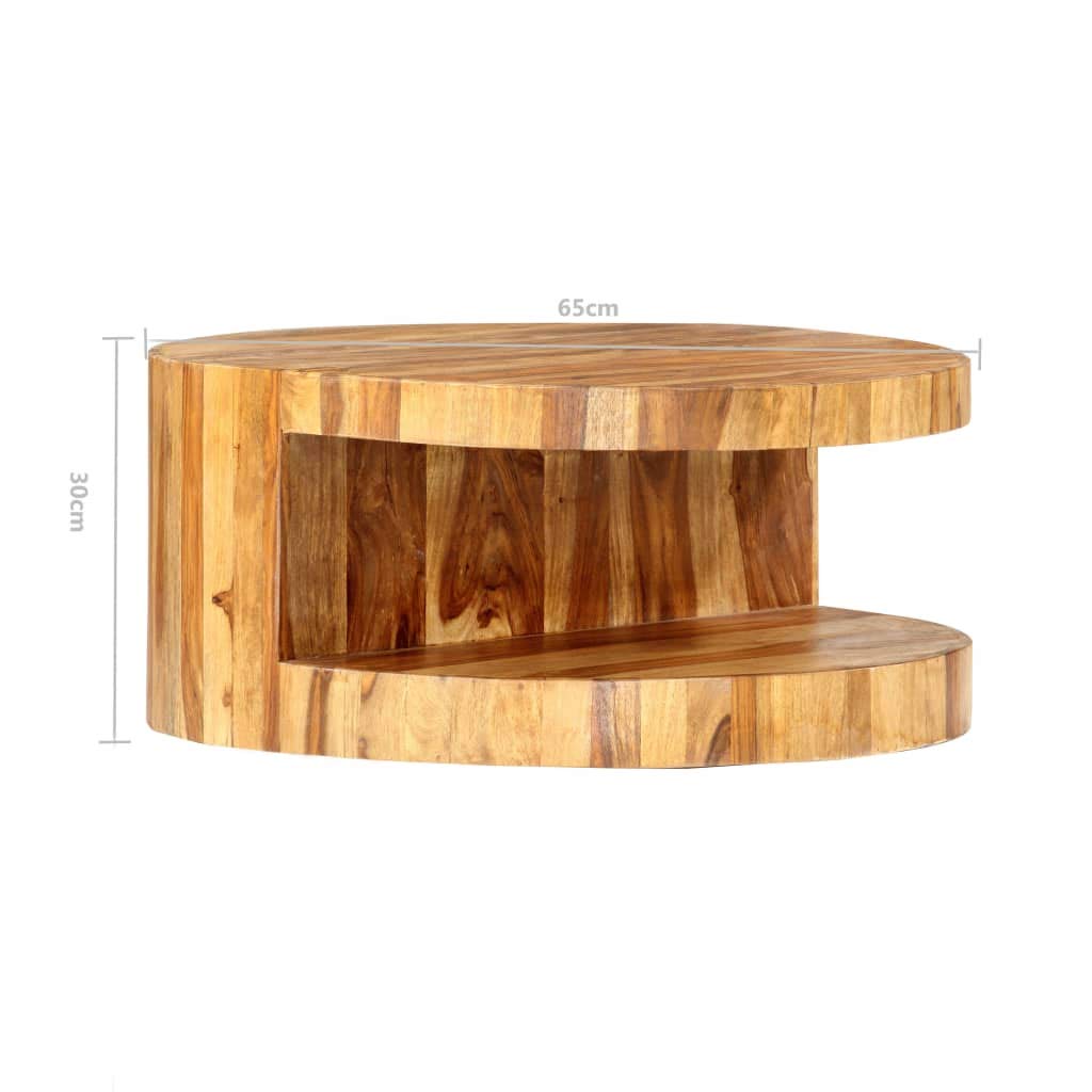 25.6"x11.8" Solid Sheesham Wood Round Coffee Table N637