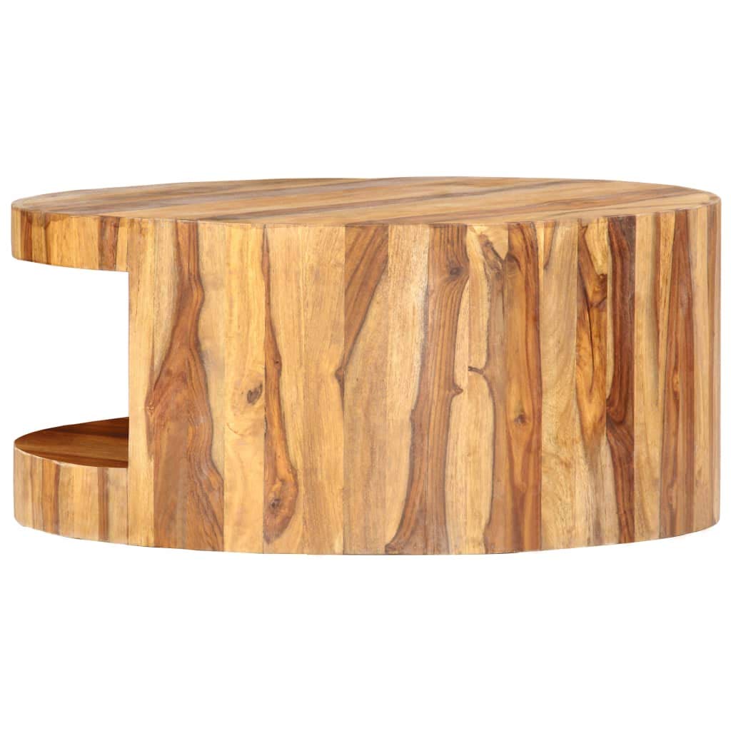 25.6"x11.8" Solid Sheesham Wood Round Coffee Table N637