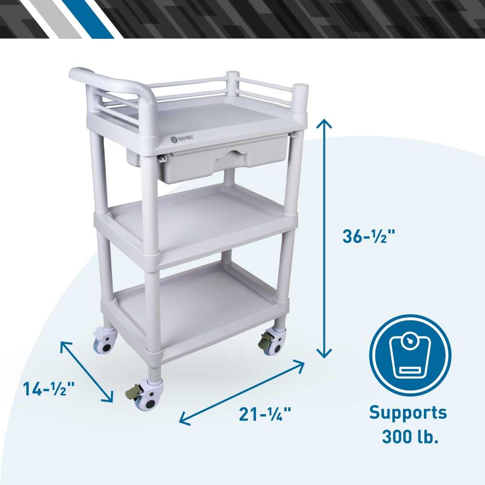 3-Tier Medical Utility Cart with Drawer and Shelves L726753
