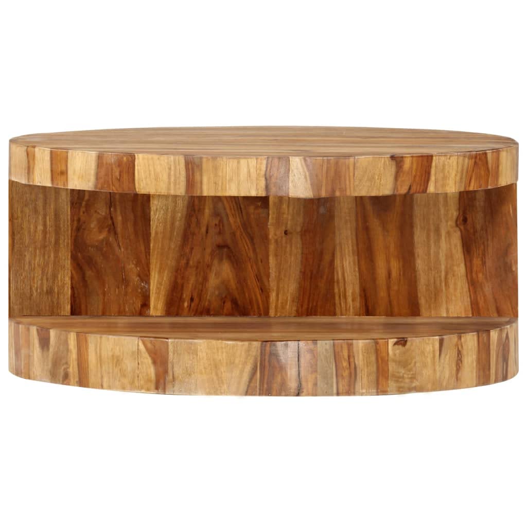 25.6"x11.8" Solid Sheesham Wood Round Coffee Table N637