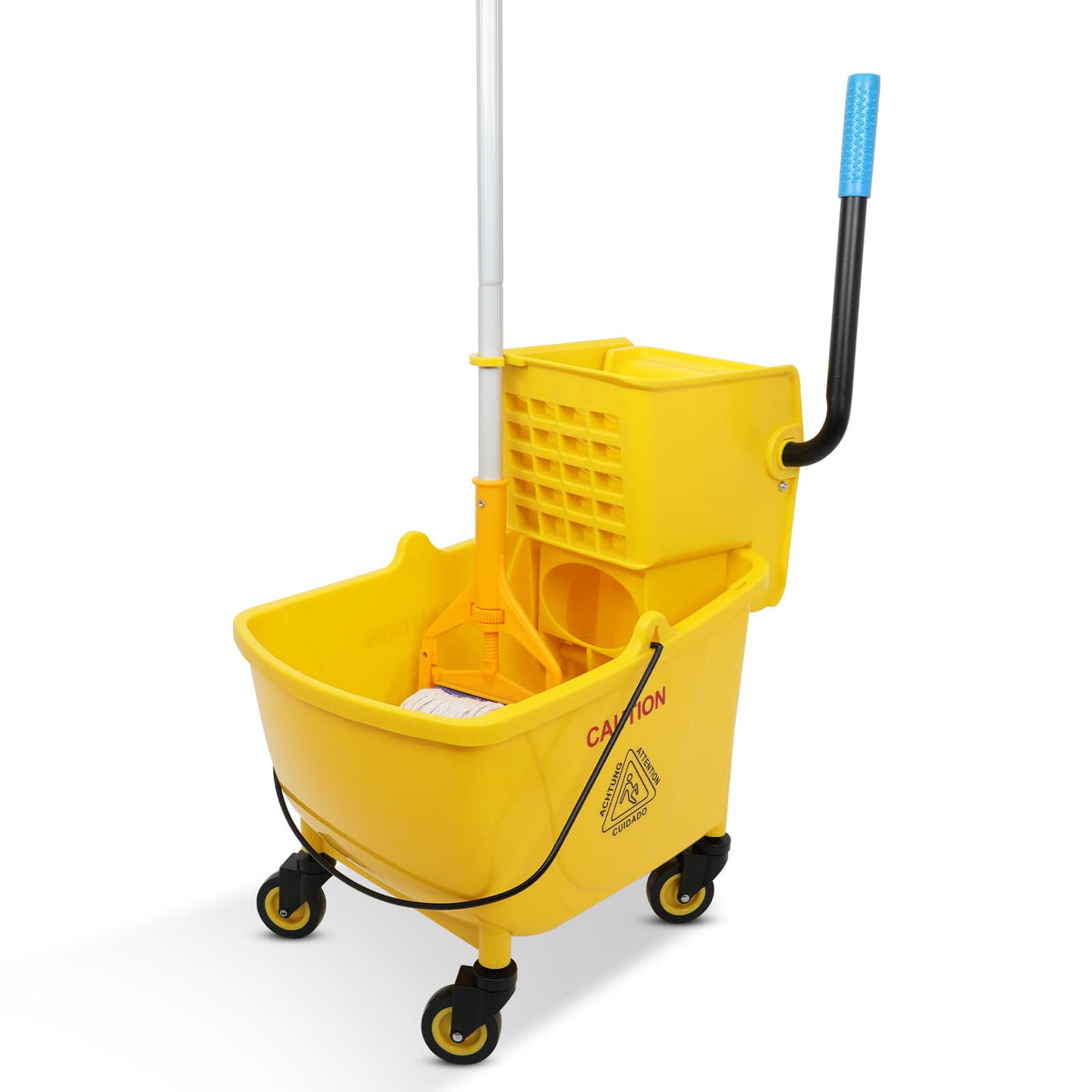 35 Qt Yellow Mop Bucket with Wringer on Wheels H265856
