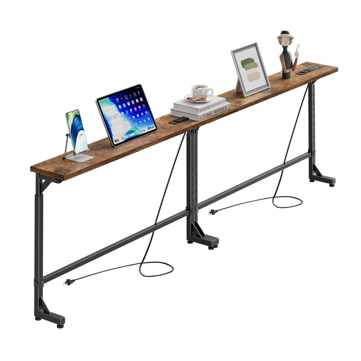 78.75” Narrow Adjustable Console Table with Outlet J123