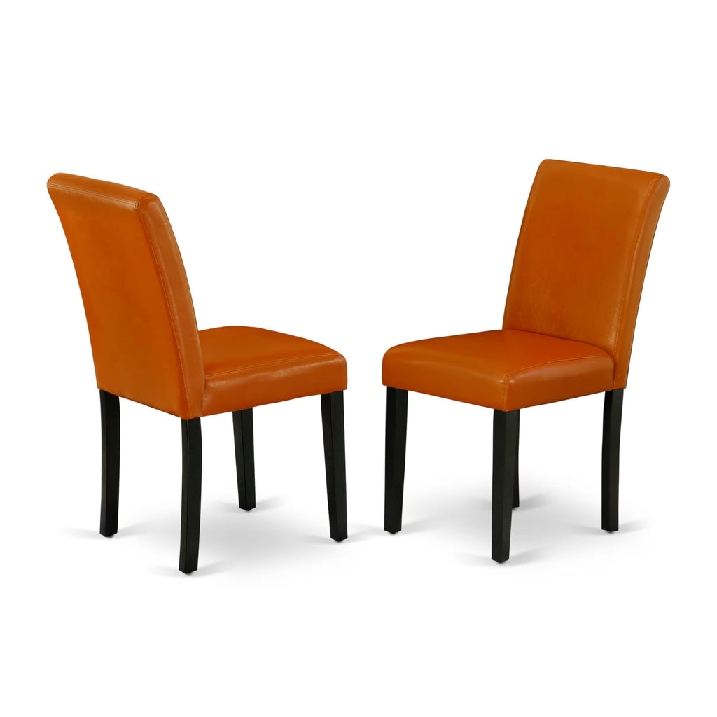 Baked Bean Faux Leather Upholstered Dining Chairs Set of 2 F80034