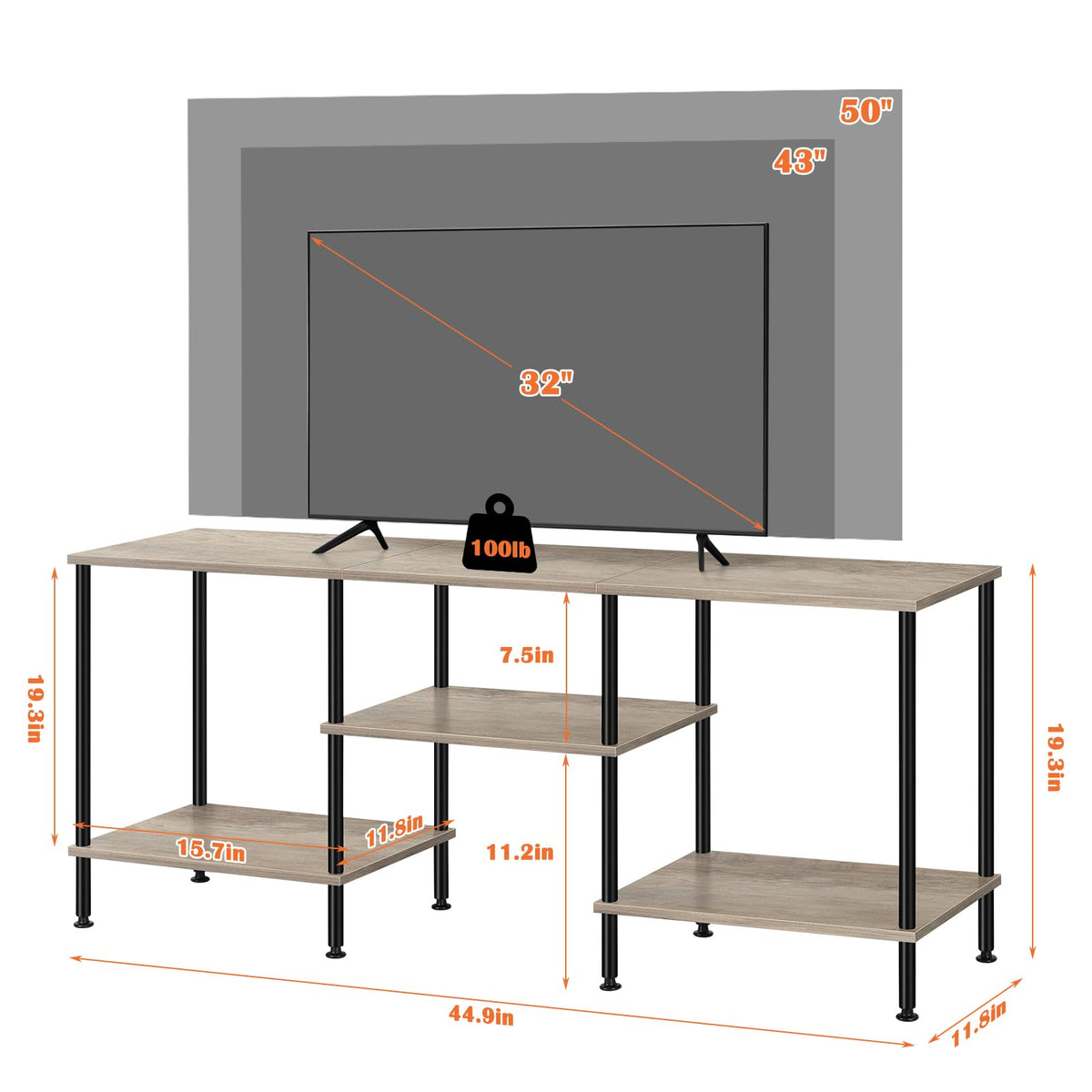 50 Inch Rustic Grey TV Stand C24287
