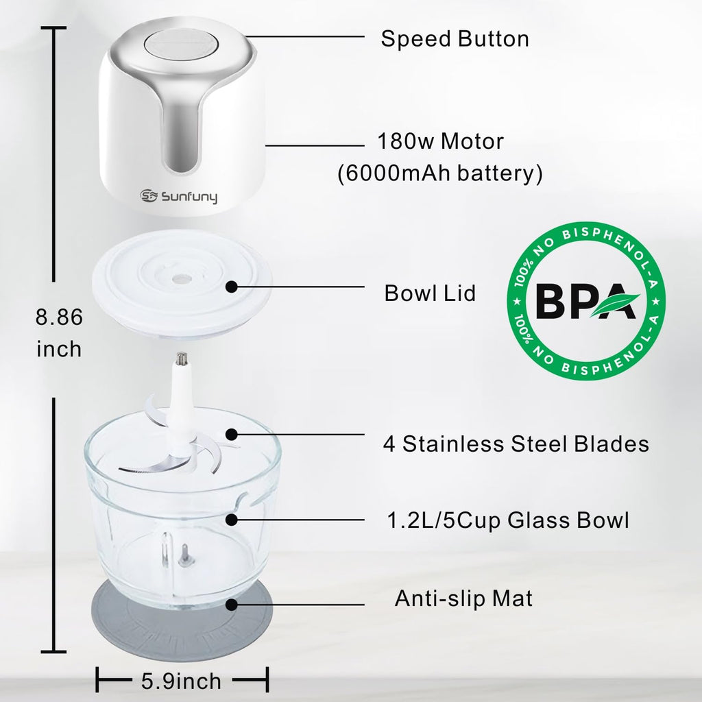Cordless Food Processor 5-Cup Glass Bowl R49618