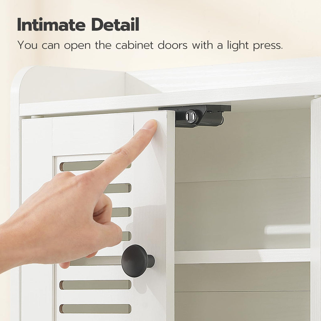 White Double Doors Bathroom Wall Cabinet with Towel Bar, Adjustable Shelf, 2 Hooks A4029