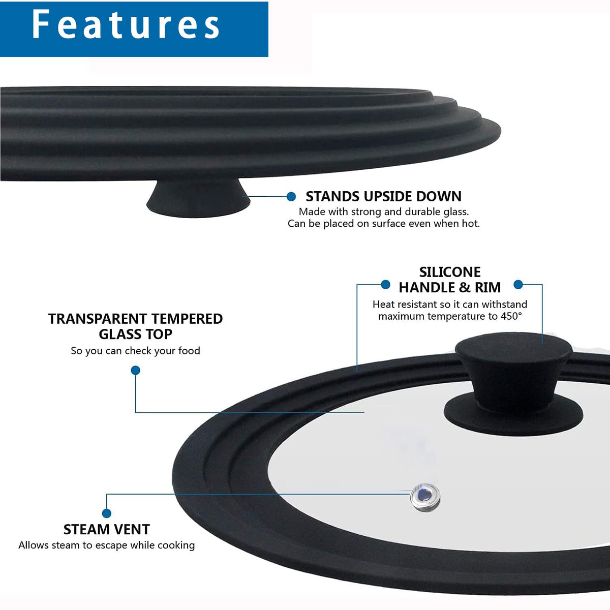 Universal Tempered Glass Lids for Pots, Pans & Skillets, 2 Pack K2049