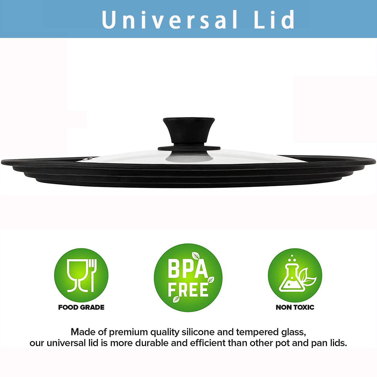 Universal Tempered Glass Lids for Pots, Pans & Skillets, 2 Pack K2049