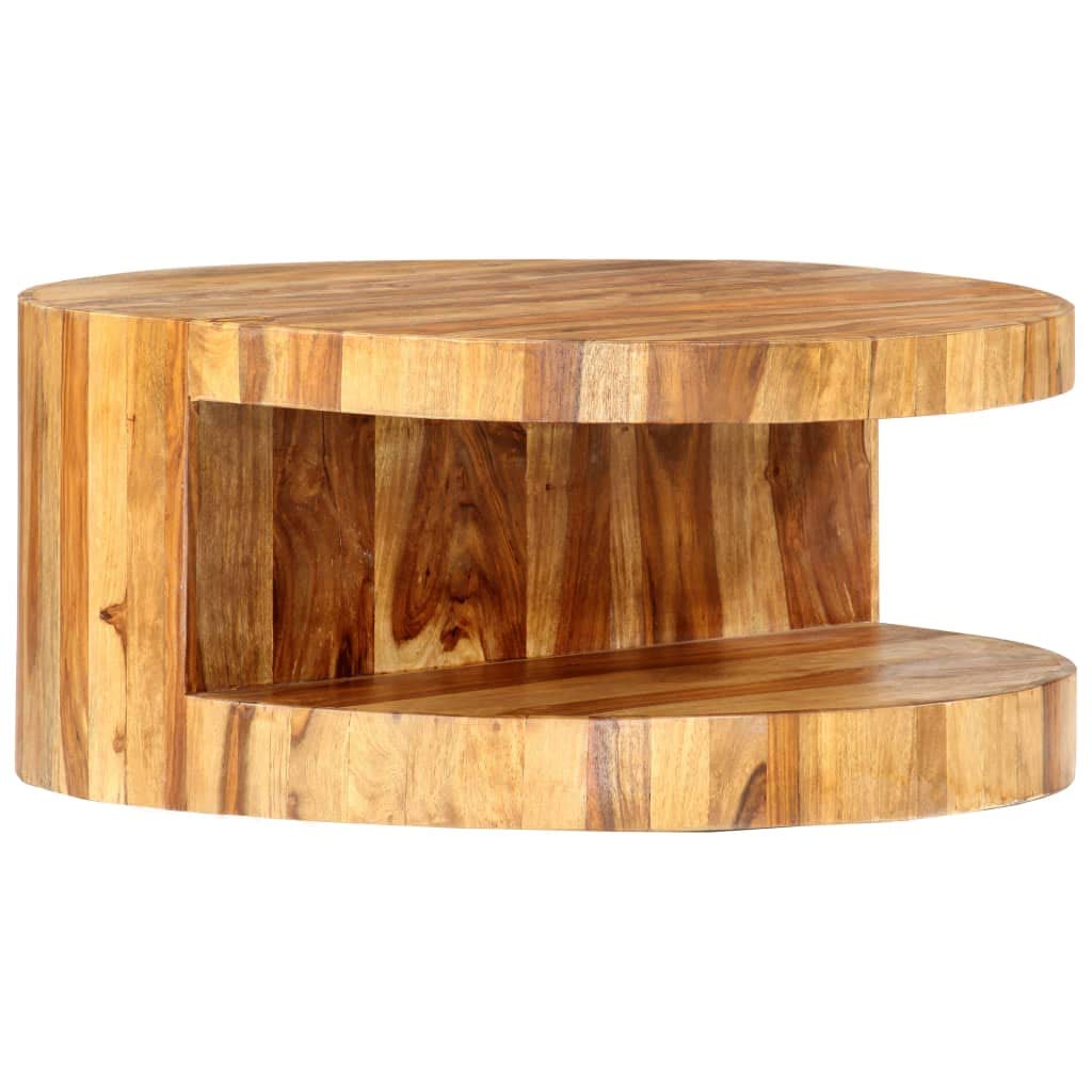 25.6"x11.8" Solid Sheesham Wood Round Coffee Table N637