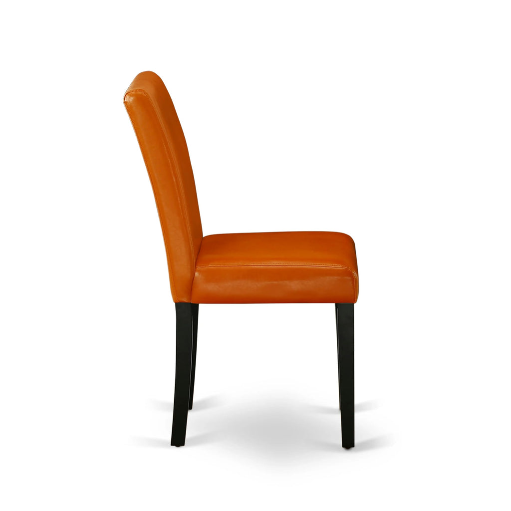 Baked Bean Faux Leather Upholstered Dining Chairs Set of 2 F80034