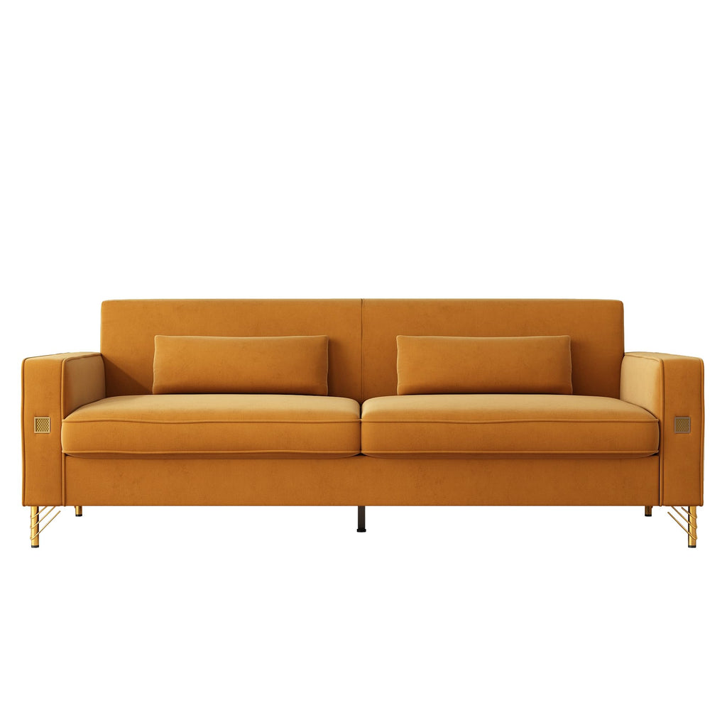 Oversized Velvet Sofa with Armrest and Removable Cushions Y38030