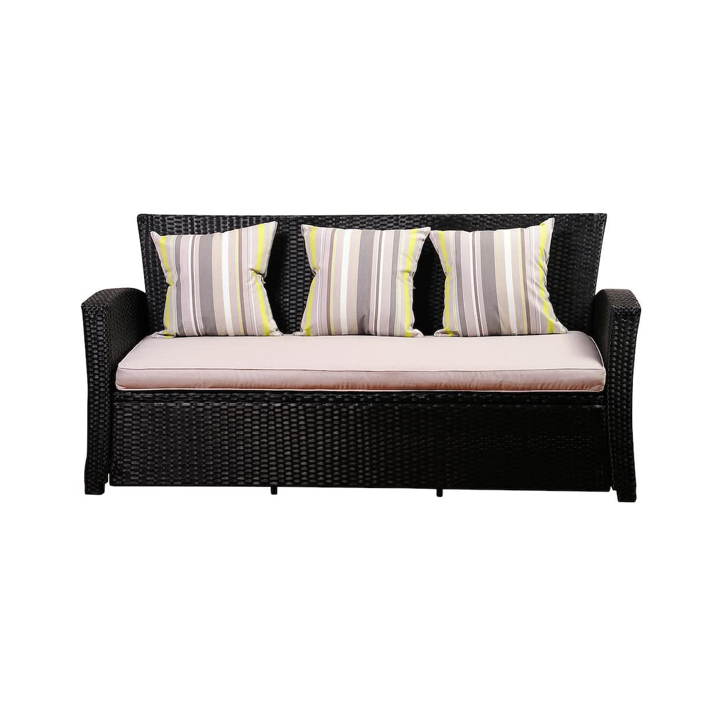Light Grey Cushions Wicker 1-Piece Patio Sofa D683