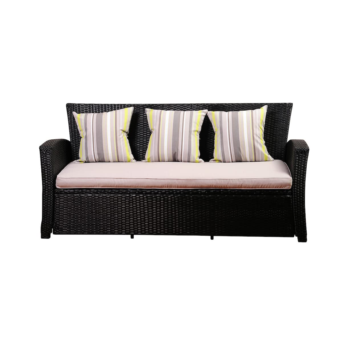 Light Grey Cushions Wicker 1-Piece Patio Sofa D683