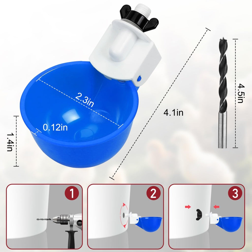 8 Pack Blue Automatic Chicken Waterer Cups C513818