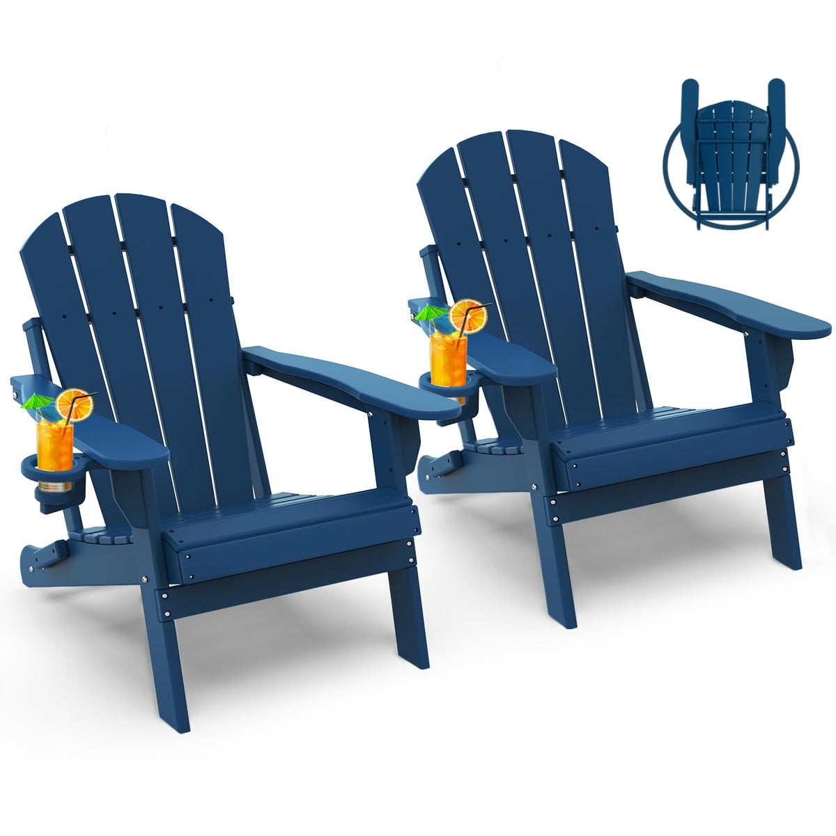 Folding Adirondack Chairs Set of 2 Blue N3409
