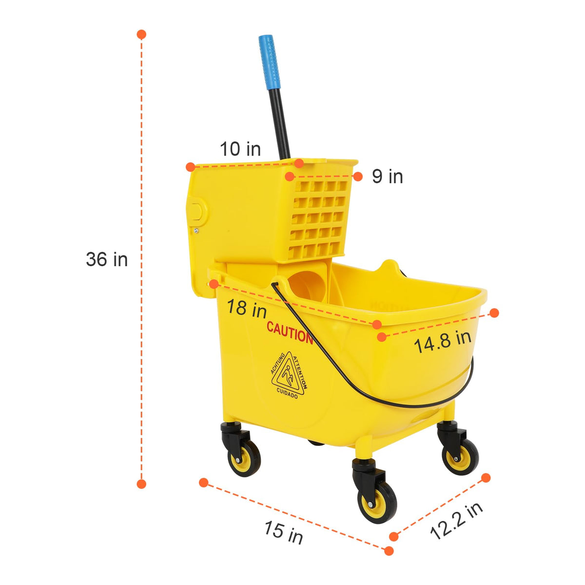 35 Qt Yellow Mop Bucket with Wringer on Wheels H265856