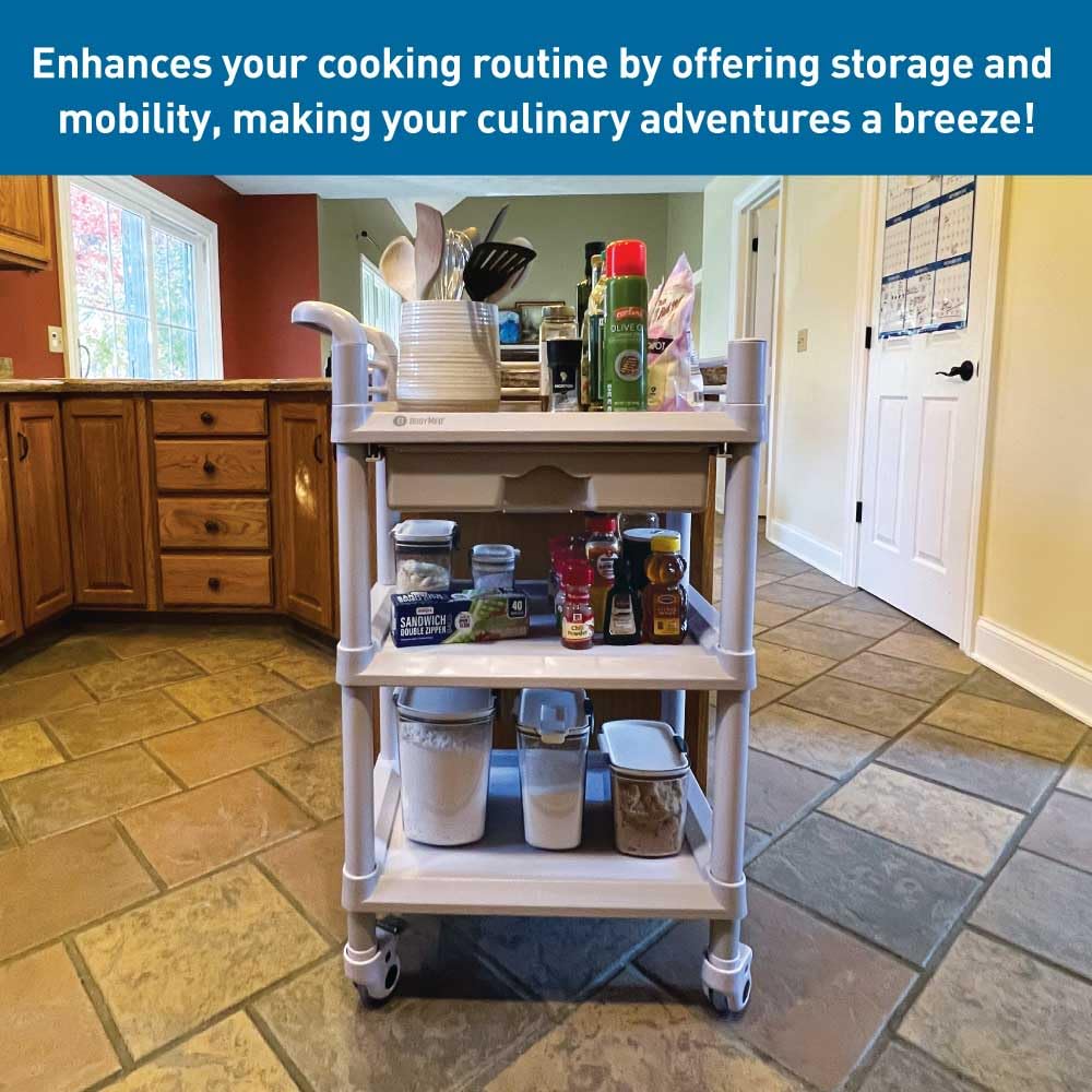 3-Tier Medical Utility Cart with Drawer and Shelves L726753