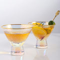 Stemless Martini Glasses Set of 2 Gold Rim S1570