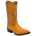 Men’s Genuine Leather Ostrich Print J-Toe Western Boots L3188