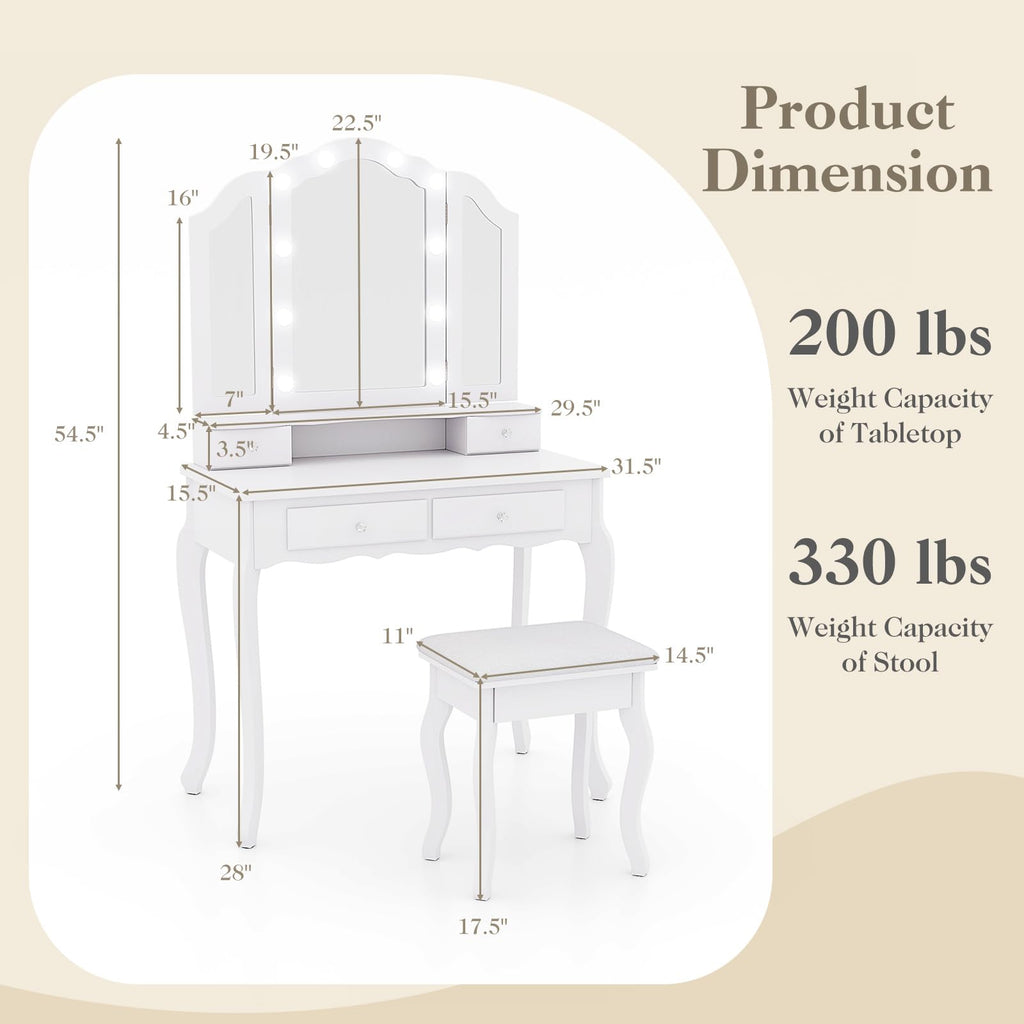 Vanity Desk with Lighted Mirror O459034