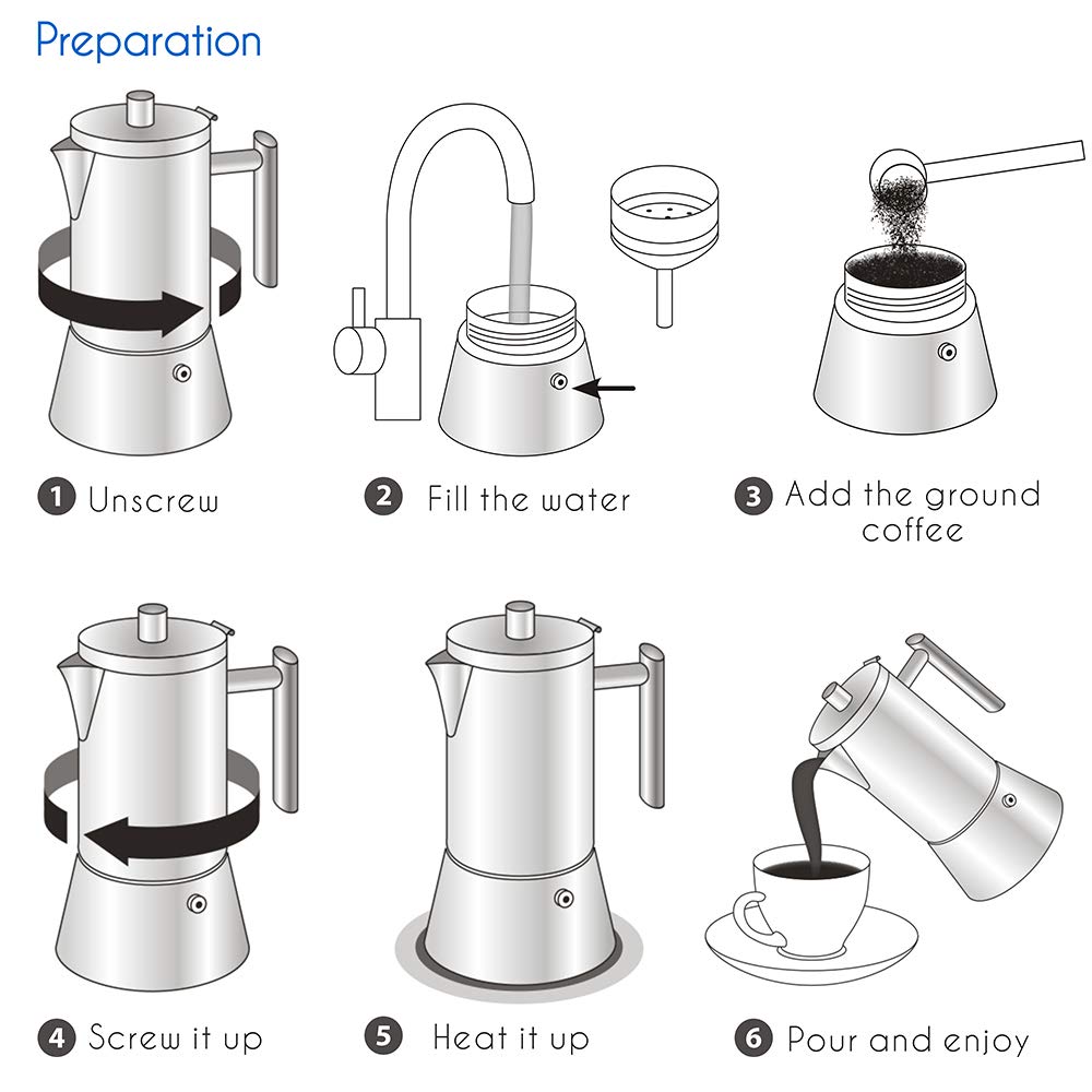 Stainless Steel Stovetop Espresso Maker 12 Cup 17.5 oz Moka Pot L94208