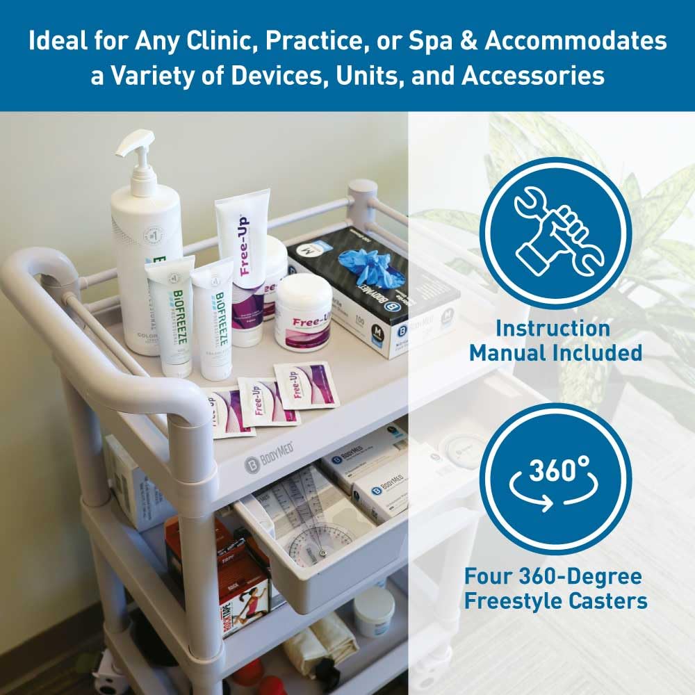 3-Tier Medical Utility Cart with Drawer and Shelves L726753