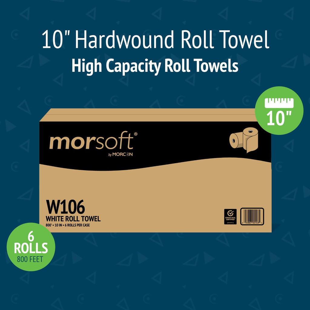 White 10 Inch Paper Towel Dispenser Refill, 6 Rolls M406450