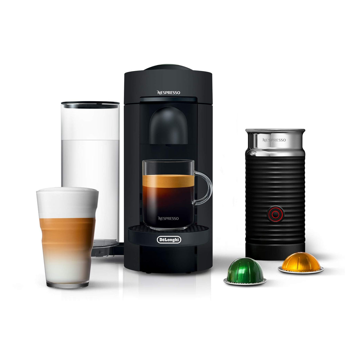 Matte Black Coffee Machine with Milk Frother B577