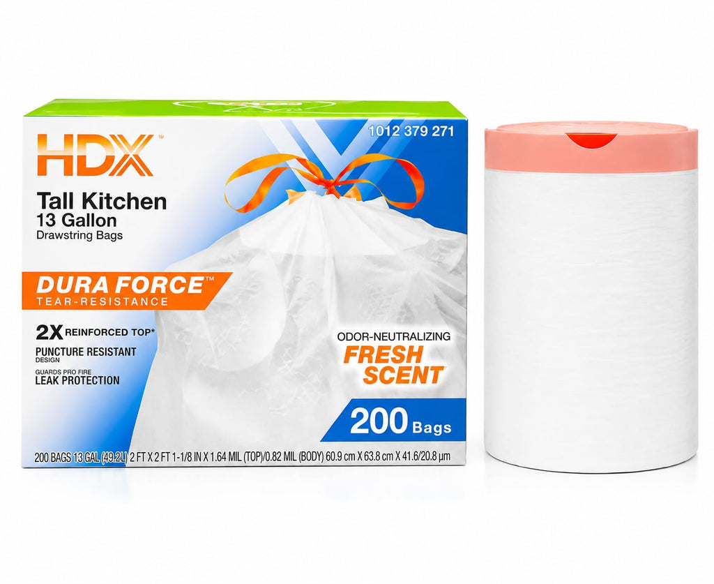 13 Gallon Fresh Scent Drawstring Trash Bags O830