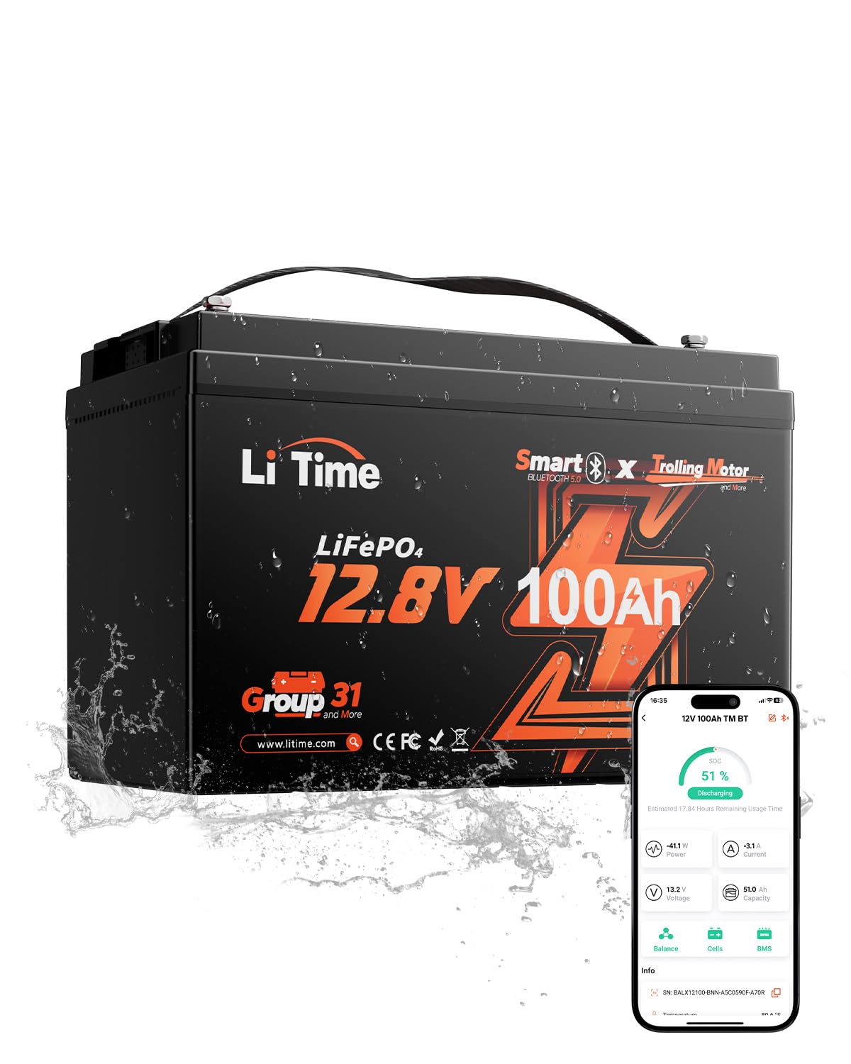 12V 100Ah LiFePO4 Trolling Motor Battery I162