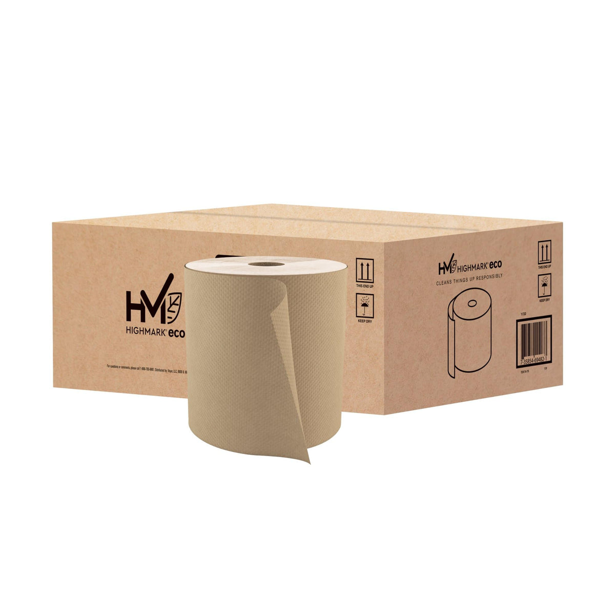 Hardwound Paper Towels, 8" x 800', 100% Recycled, Natural, Case Of 6 Rolls E64870