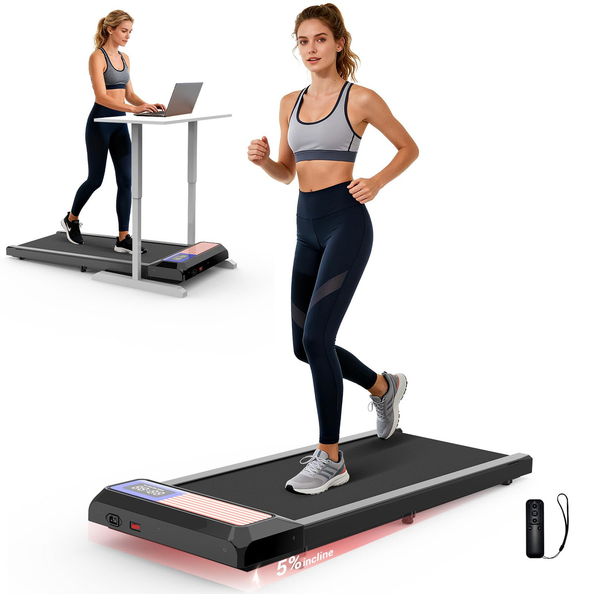 2.5HP Portable Walking Pad Treadmill with 8% Incline I13708