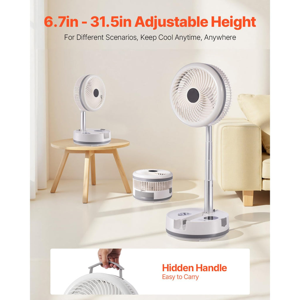 10 Inch Foldable Oscillating Fan, 9 Speeds 40000mAh Battery Portable Desk Fan K6822