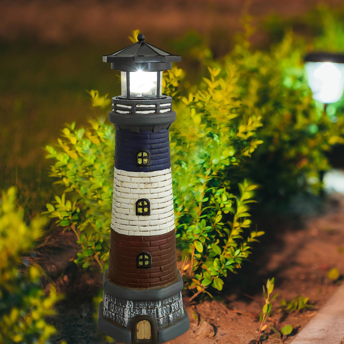 Solar Garden Lighthouse Statue 14.76In Waterproof P6012