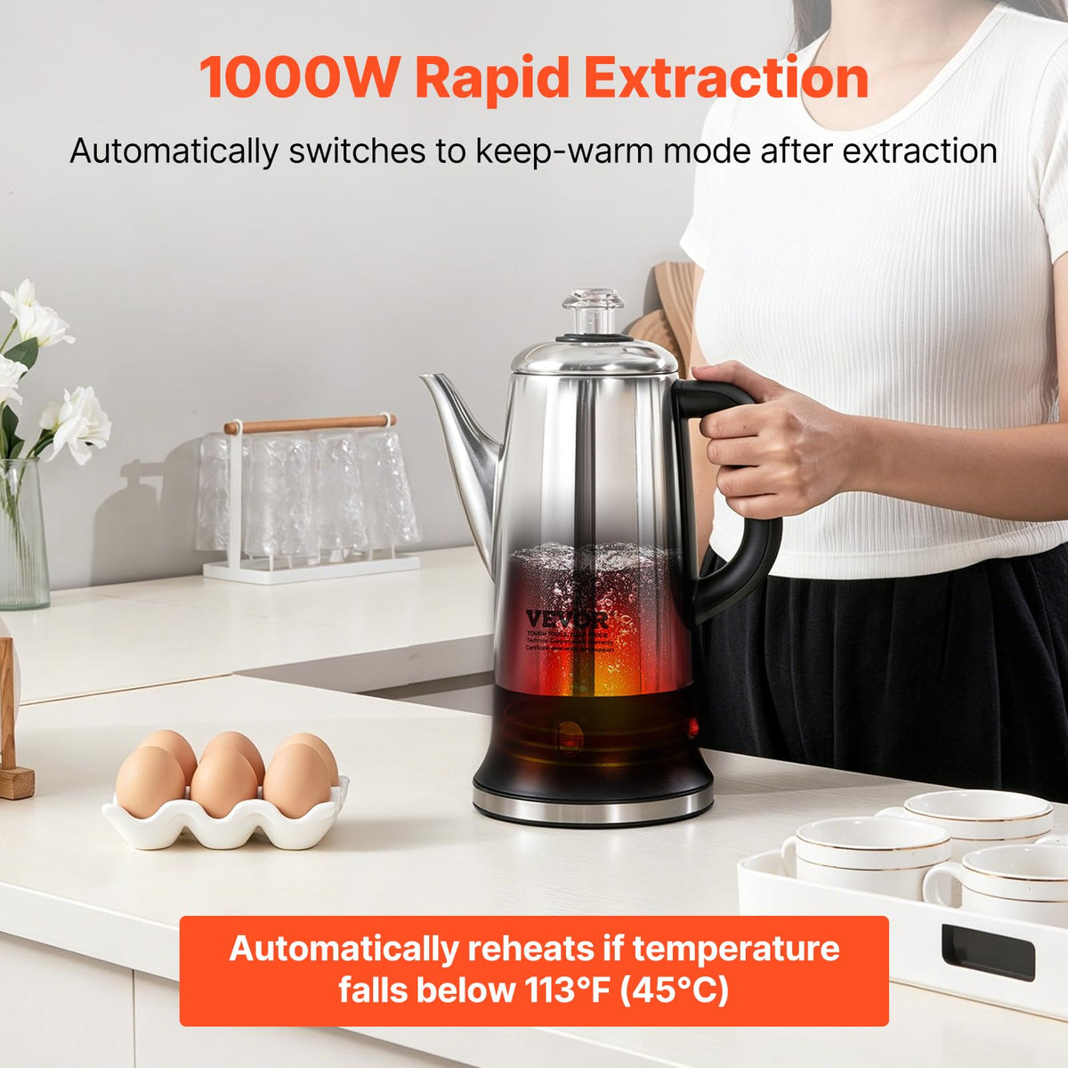 12-Cup Stainless Steel Electric Percolator Coffee Pot W9681