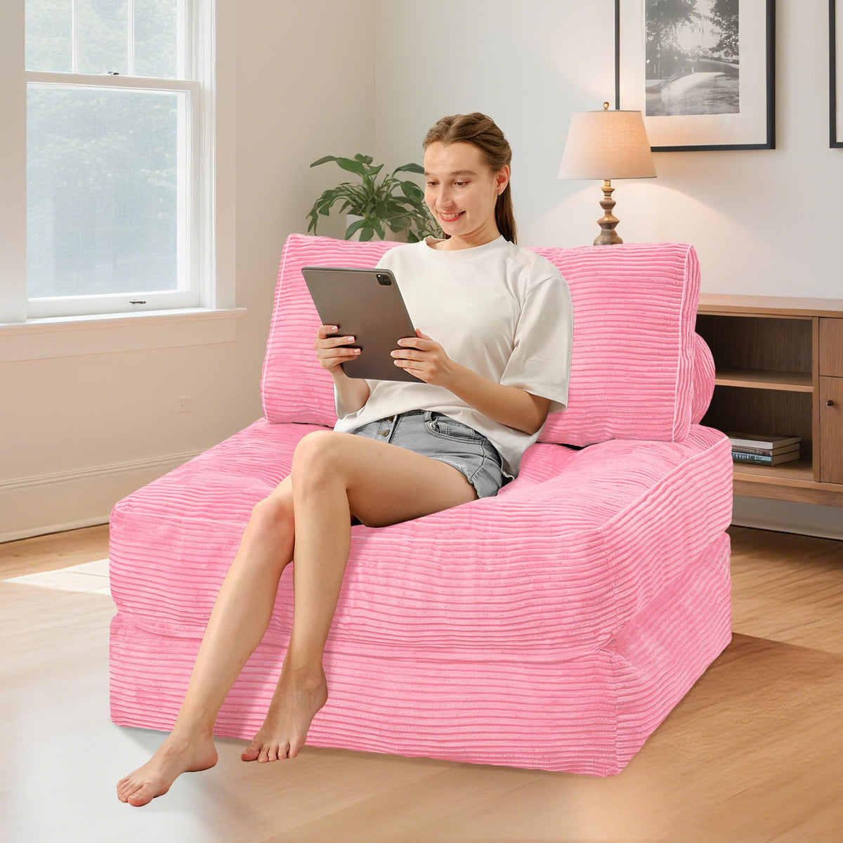Folding Sofa Bed Convertible Sleeper Chair Bed with Pillow C9053