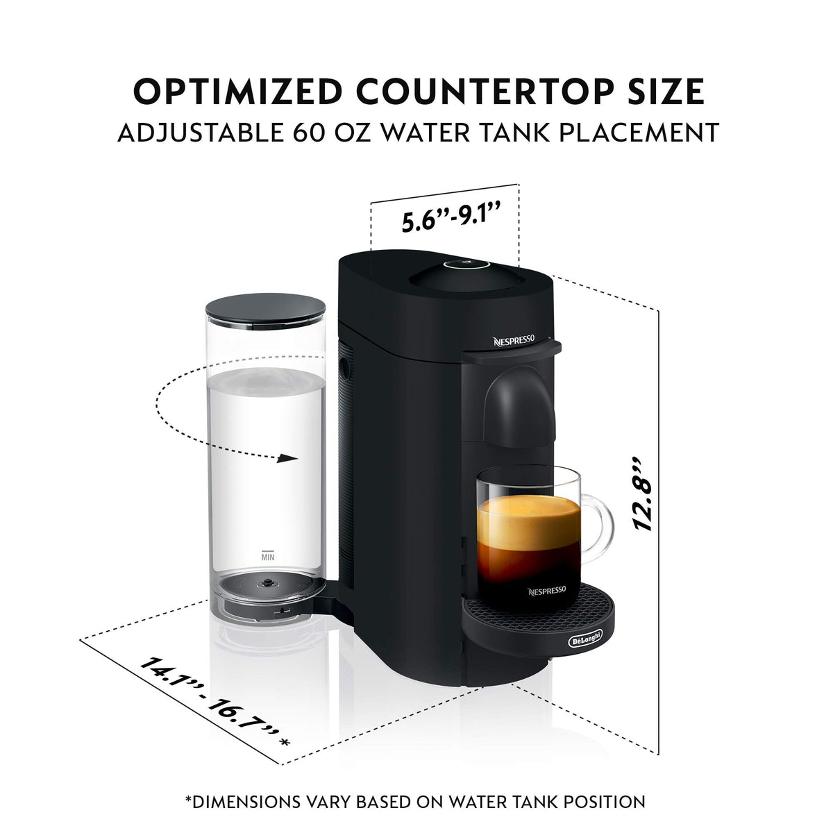 Matte Black Coffee Machine with Milk Frother B577
