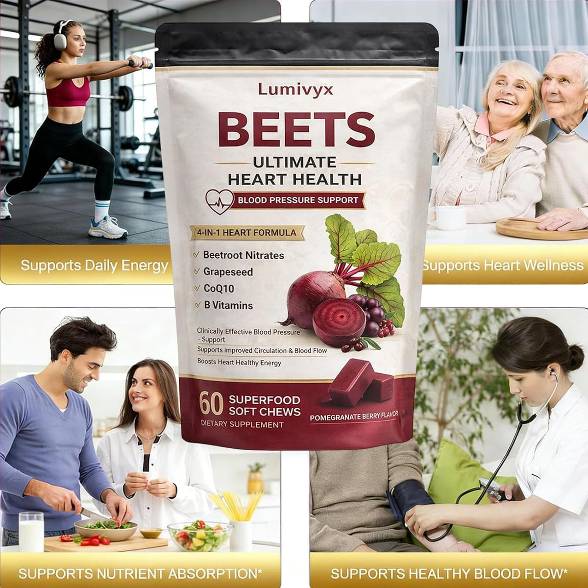 Beet Root Chews, Pomegranate Berry Flavor, 60 Chews K4990