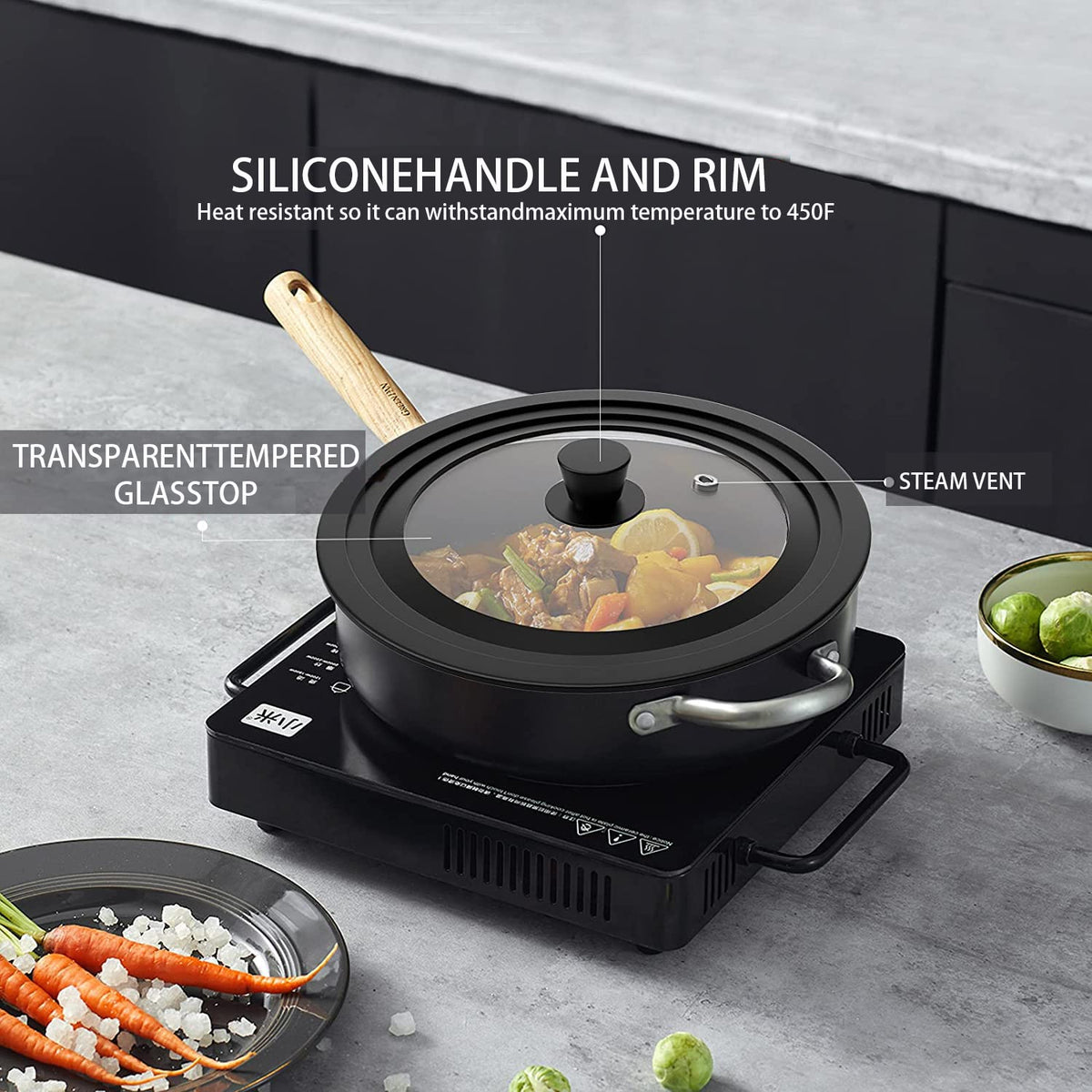 Universal Tempered Glass Lids for Pots, Pans & Skillets, 2 Pack K2049