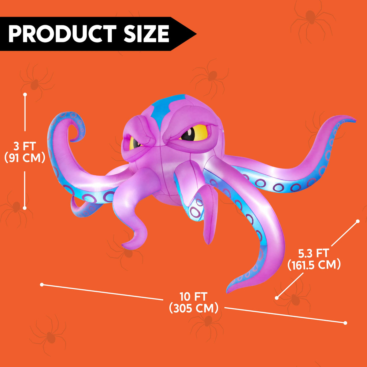 10FT Inflatable Octopus Decoration with Built-in LED Lights L7543