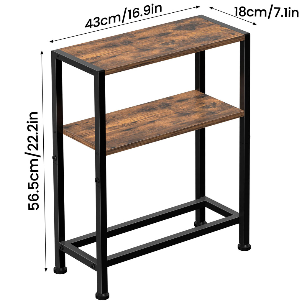 Narrow 2-Tier Side Table with Shelf W818