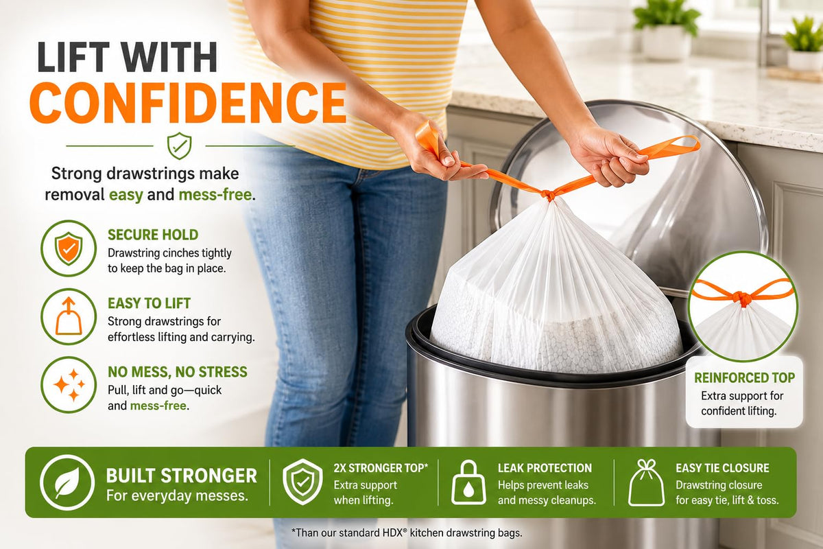 13 Gallon Fresh Scent Drawstring Trash Bags O830