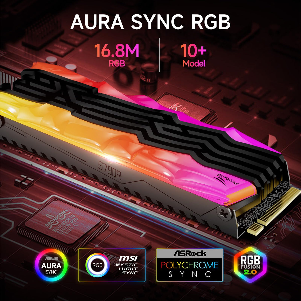 2TB NVMe M.2 SSD PCIe 4.0 Internal Solid State Drive with RGB Heatsink A43253