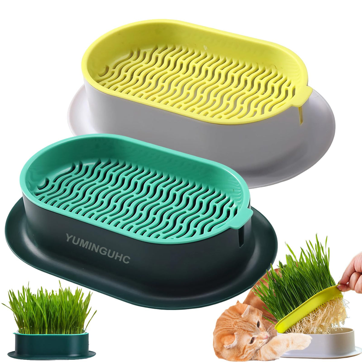 2Pcs Cat Grass Planter Hydroponic Growing Kit C809