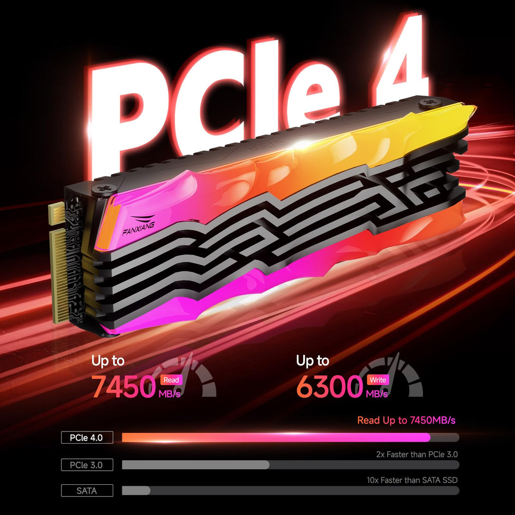 2TB NVMe M.2 SSD PCIe 4.0 Internal Solid State Drive with RGB Heatsink A43253