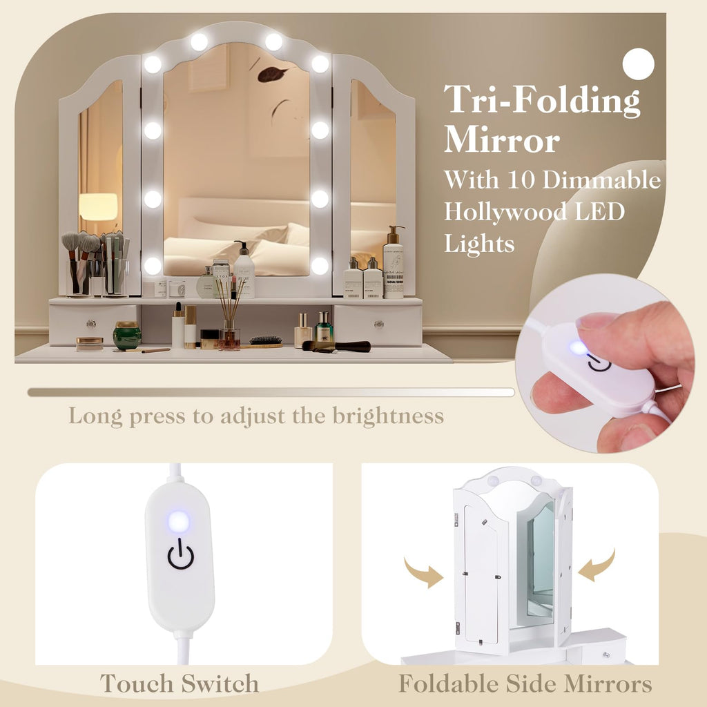 Vanity Desk with Lighted Mirror O459034