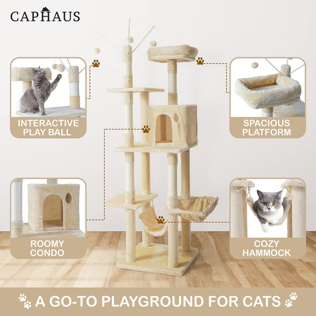 70-Inch Multi-Level Cat Tree with Scratching Posts W178
