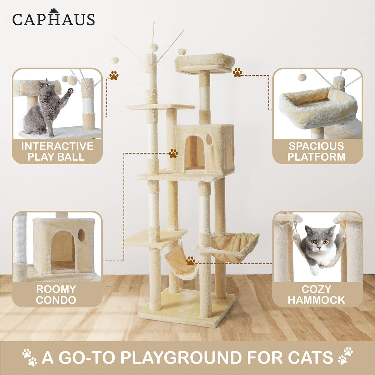 70-Inch Multi-Level Cat Tree with Scratching Posts W178