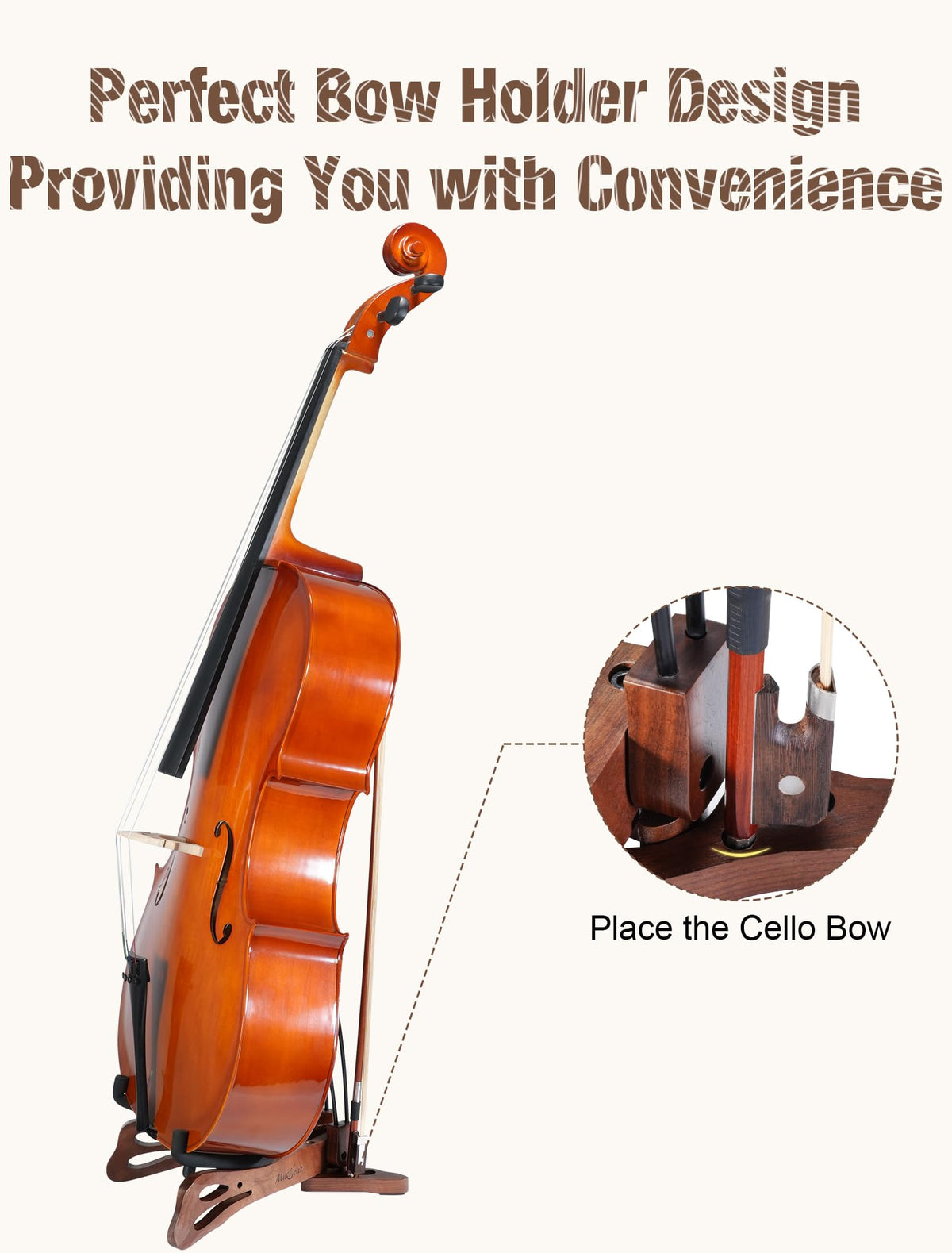 Walnut Cello Stand with Bow Holder O4547